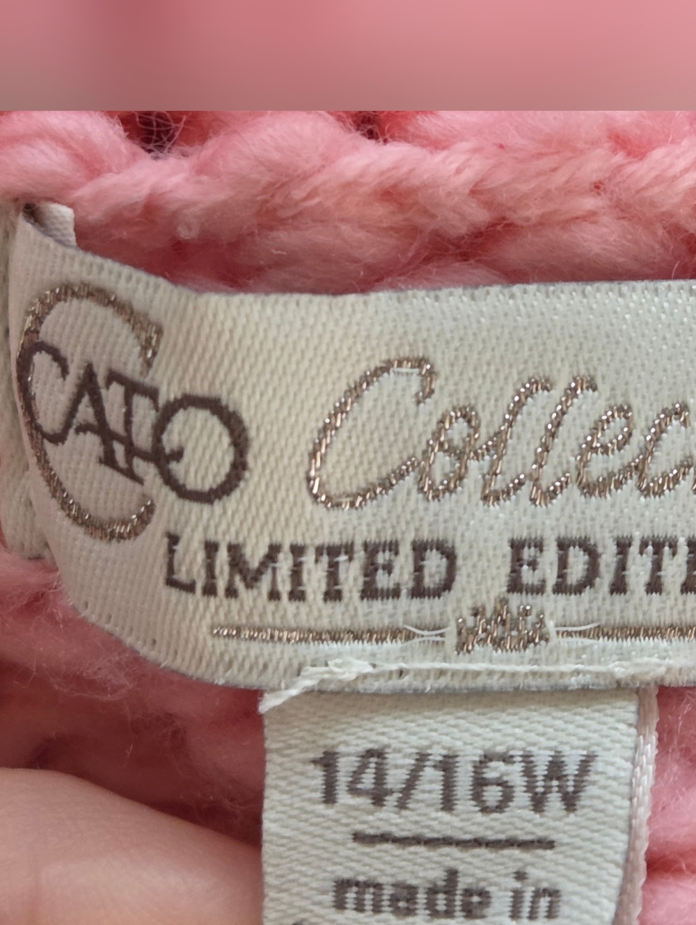 Cato Collection Strawberry Cardigan Pink Chunky Knit Open Front Cottagecore XL - Picture 4 of 6